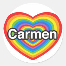 Amo a Carmen. Te amo Carmen. Corazón Pegatinas