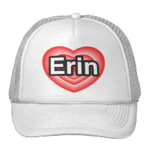 Amo a Erin. Te amo Erin. Corazón Gorros