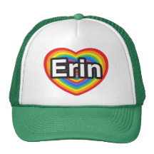 Amo a Erin. Te amo Erin. Corazón Gorros Bordados
