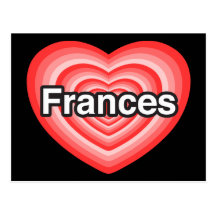 Amo a Frances. Te amo Frances. Corazón Postal