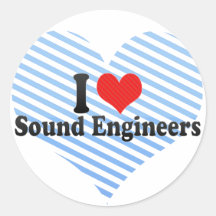 Amo a ingenieros de sonido pegatina redonda