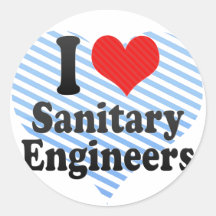 Amo a ingenieros sanitarios pegatina redonda