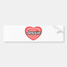 Amo a Jessie. Te amo Jessie. Corazón Pegatina De Parachoque