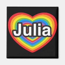 Amo a Julia. Te amo Julia. Corazón Imán Para Frigorifico