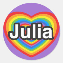 Amo a Julia. Te amo Julia. Corazón Pegatina