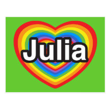 Amo a Julia. Te amo Julia. Corazón Tarjetas Postales