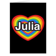 Amo a Julia. Te amo Julia. Corazón Tarjetón