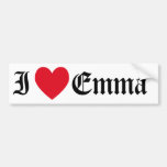 Amo a la pegatina para el parachoques de Emma Etiqueta De Parachoque