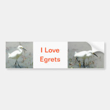 Amo a la pegatina para el parachoques de los Egret Etiqueta De Parachoque