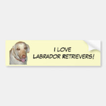 ¡Amo a labradores retrieveres! Pegatina para el pa Etiqueta De Parachoque