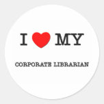 Amo a mi BIBLIOTECARIO CORPORATIVO Pegatina Redonda