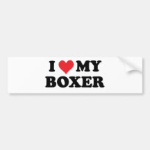 Amo a mi boxeador pegatina de parachoque