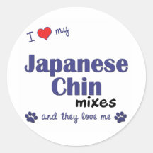 Amo a mi Chin japonés me mezclo (los perros múltip Etiqueta