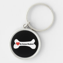 Amo a mi pastor alemán - hueso de perro llaveros