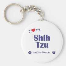 Amo a mi Shih Tzu (el perro masculino) Llavero Personalizado