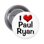 Amo a Paul Ryan, botón rojo del corazón Pin