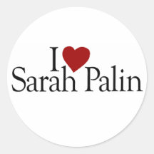 Amo a Sarah Palin (McCain Palin 2008) Etiquetas Redondas
