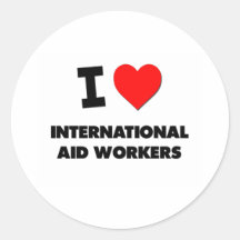 Amo a trabajadores de ayuda internacional pegatinas  