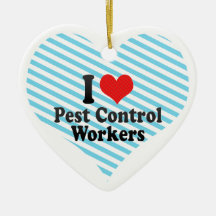 Amo a trabajadores del control de parásito ornamento de navidad