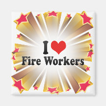Amo a trabajadores del fuego imán para frigorífico