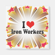 Amo a trabajadores del hierro imán de frigorífico
