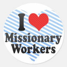 Amo a trabajadores del misionario pegatina redonda