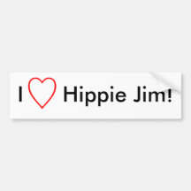 ¡Amo al Hippie Jim! Etiqueta De Parachoque
