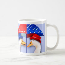 Amo América. Taza divertida del regalo de los pato