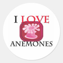 Amo anémonas pegatina redonda