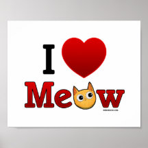 "Amo arte del poster del gato del maullido del cor