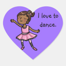 Amo bailar al bailarín de ballet del dibujo animad calcomanías corazones