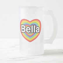 Amo Bella: corazón del arco iris Taza