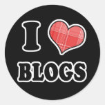 Amo (blogs del corazón de la tela escocesa) etiquetas redondas