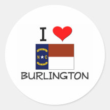 Amo Burlington Carolina del Norte Pegatinas Redondas