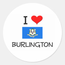 Amo Burlington Connecticut Pegatinas Redondas