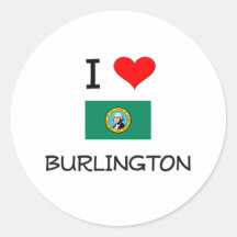 Amo Burlington Washington Pegatinas Redondas