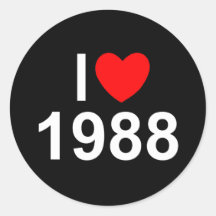 Amo (corazón) 1988 pegatina redonda