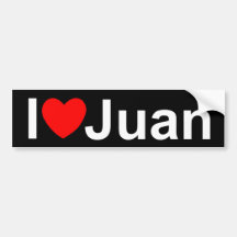 Amo (corazón) a Juan Etiqueta De Parachoque