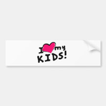 ¡Amo (corazón) a mis niños! Pegatina De Parachoque