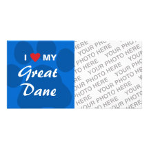 Amo (corazón) mi great dane Pawprint Tarjetas Fotograficas Personalizadas