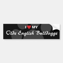 Amo (corazón) mi inglés Bulldogge de Olde Pegatina De Parachoque