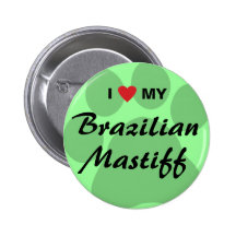 Amo (corazón) mi mastín brasileño Pawprint Pin