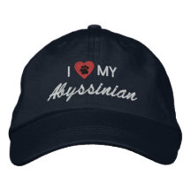 Amo (corazón) mi Pawprint abisinio Gorra Bordada