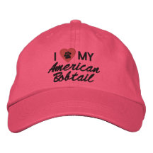 Amo (corazón) mi Pawprint Bobtail americano Gorra De Beisbol Bordada