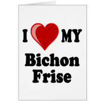 Amo (corazón) mi perro de Bichon Frise Tarjeton