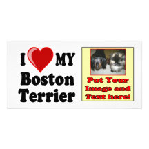 Amo (corazón) mi perro de Boston Terrier Tarjetas Fotograficas
