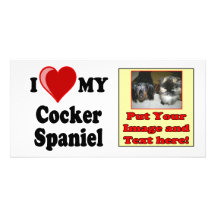 Amo (corazón) mi perro de cocker spaniel tarjetas fotográficas personalizadas