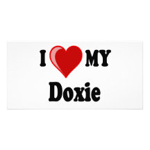 Amo (corazón) mi perro de Doxie Tarjetas Con Fotos Personalizadas