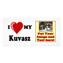 Amo (corazón) mi perro de Kuvasz Tarjeta Con Foto Personalizada