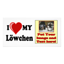 Amo (corazón) mi perro de Löwchen Tarjeta Fotografica